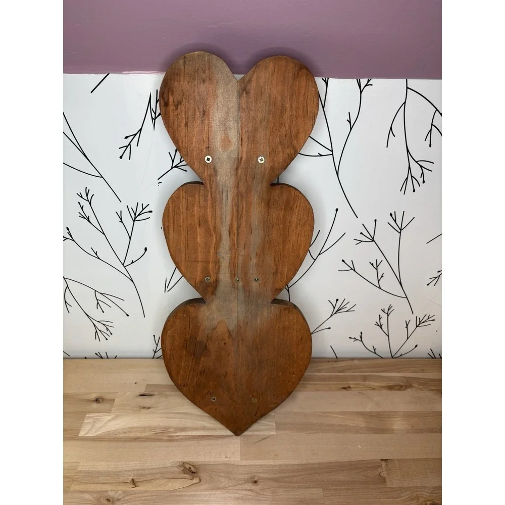Handcrafted Wooden Heart Shaped Wall Shelf with 3 Tiers Granny/ Cottage Core